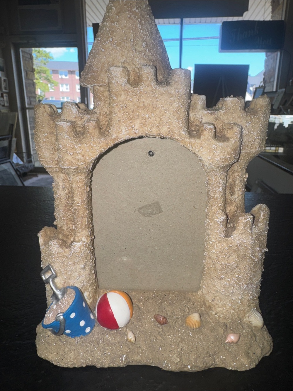 Sandy Castle Picture Frame with Beach Décor - Tan with color accents